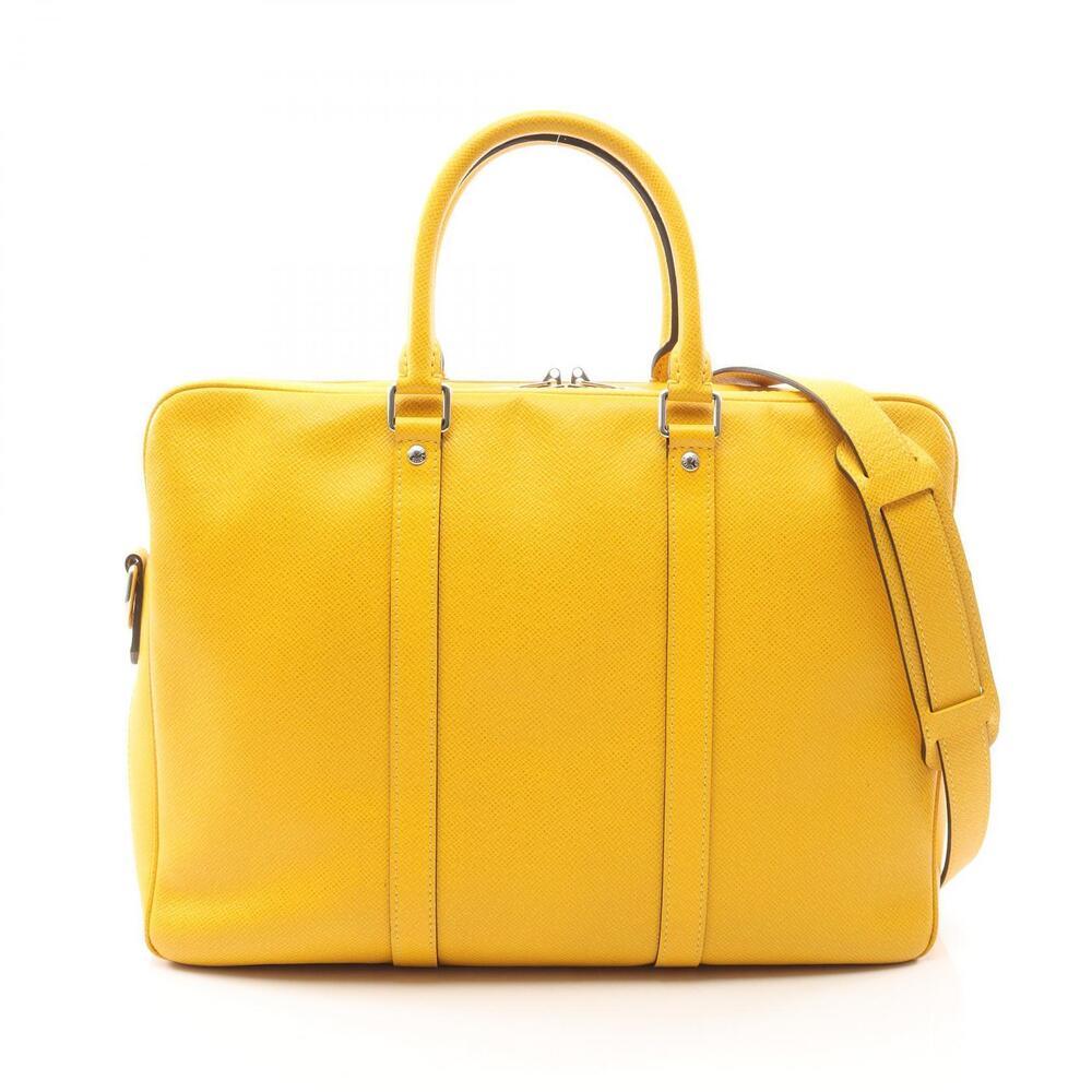Louis Vuitton Port Voyage Business Bag Leather Taiga Yellow